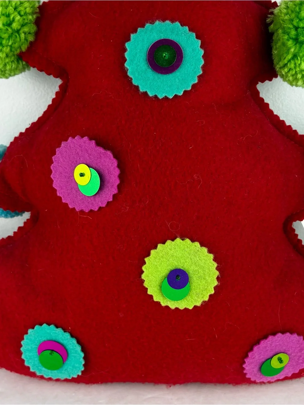 Plush Red Felt Stuffed Christmas Tree Pillow